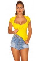 Sexy bolero top met korte mouwen geel